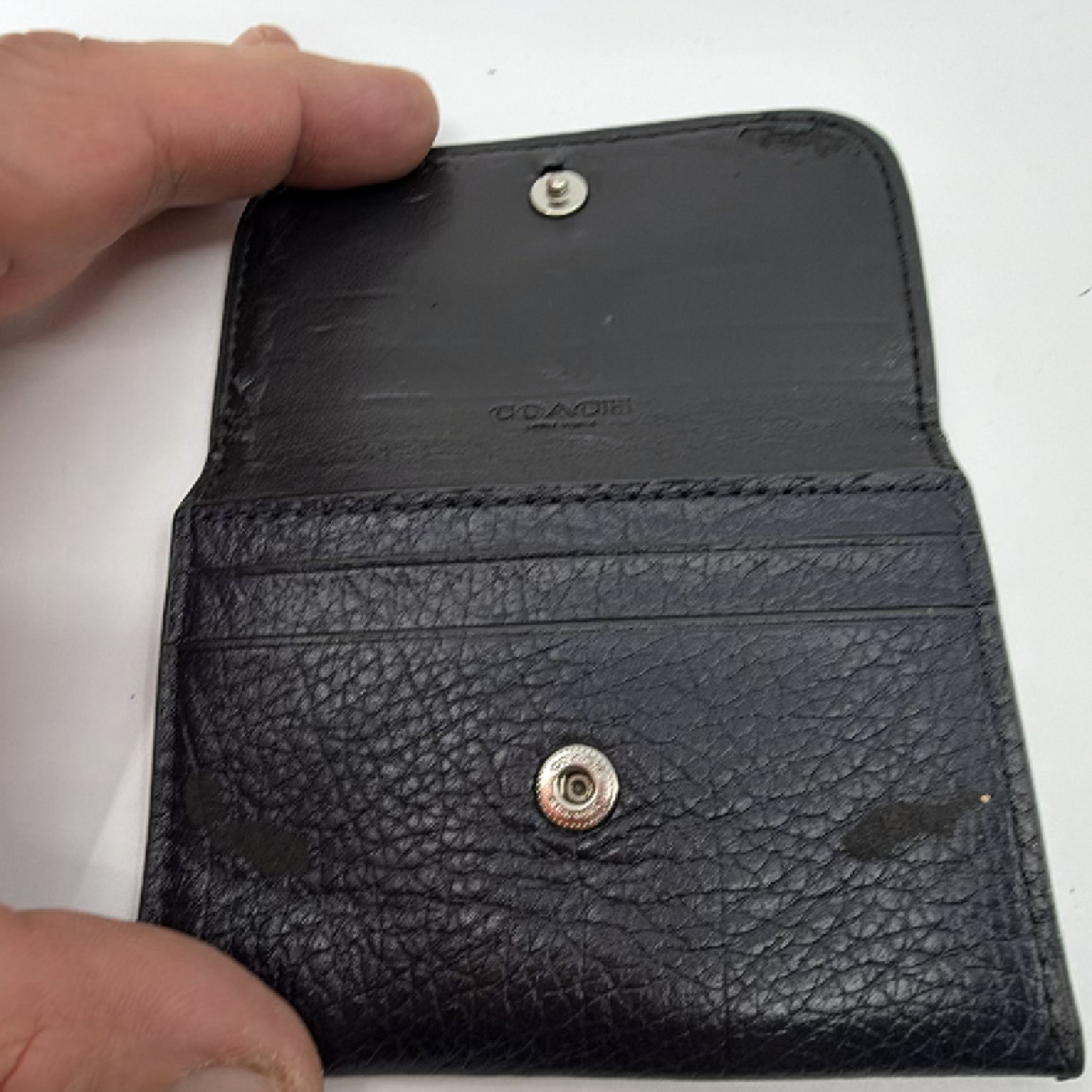 Coach Black Pebbled Leather Glitter Card Case
