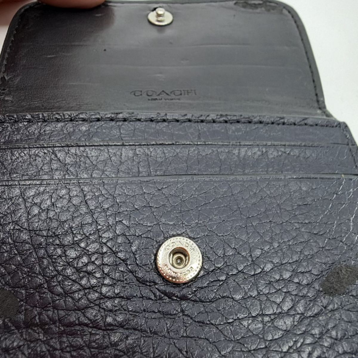 Coach Black Pebbled Leather Glitter Card Case