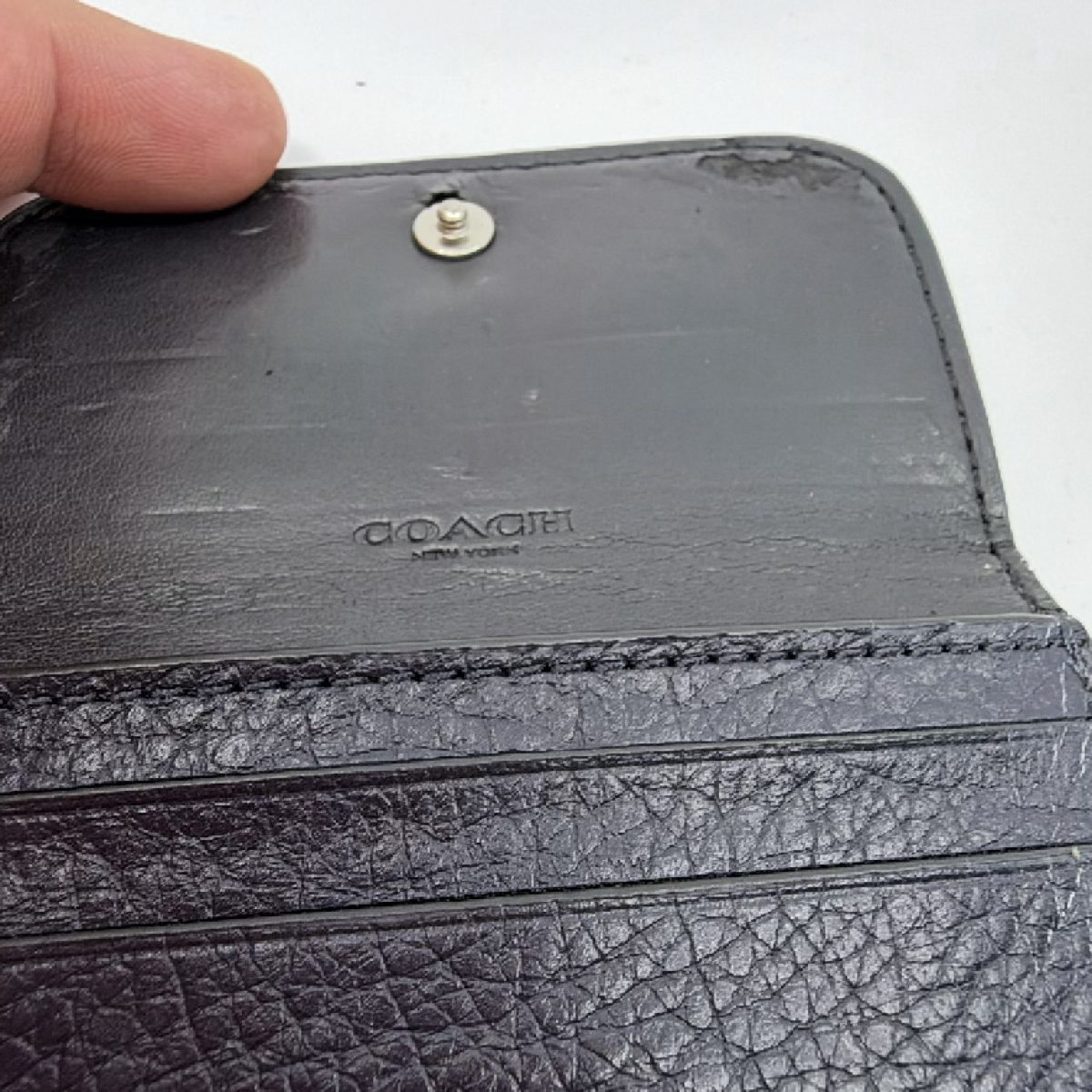 Coach Black Pebbled Leather Glitter Card Case