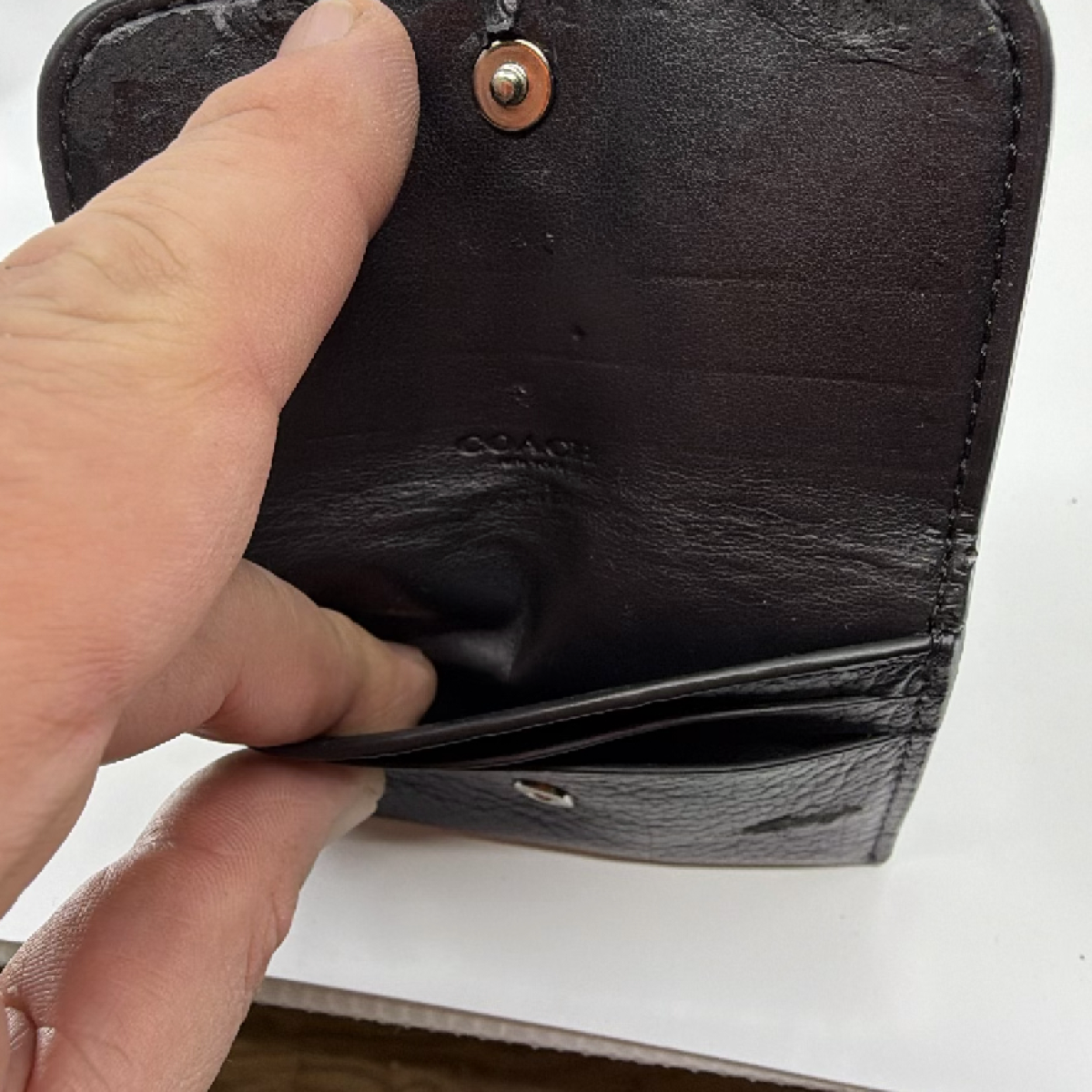 Coach Black Pebbled Leather Glitter Card Case
