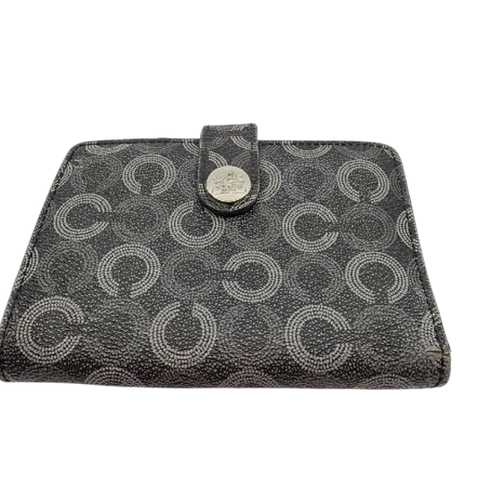 Coach Compact Snap Black Signature C Coated Canvas Wallet