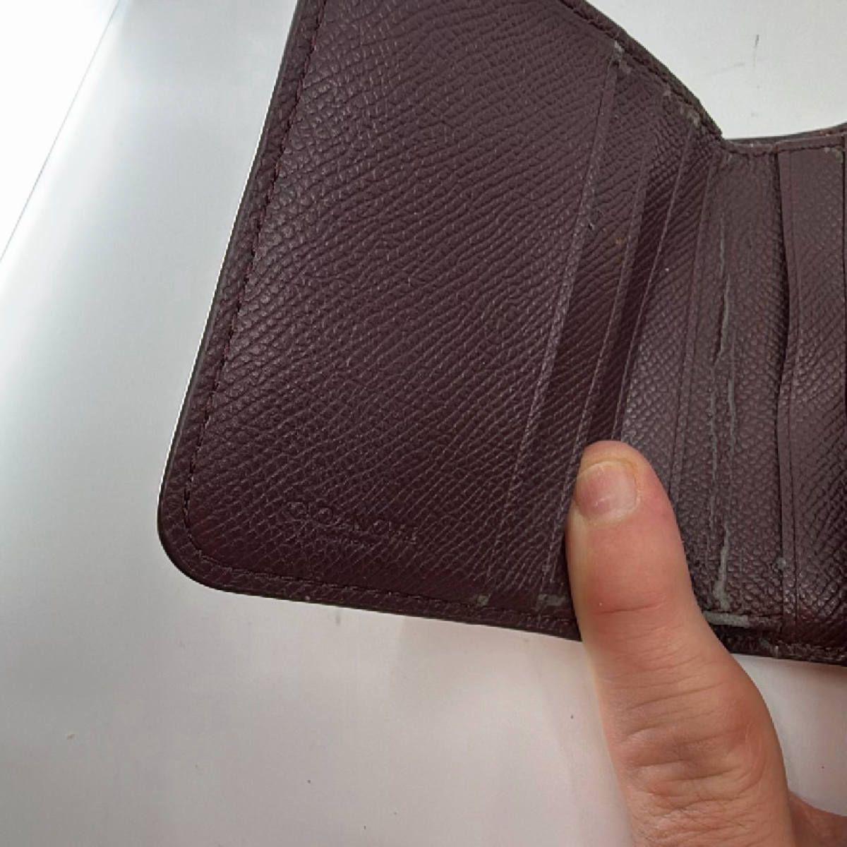 Coach Signature C Brown Beige Patent Leather Wallet