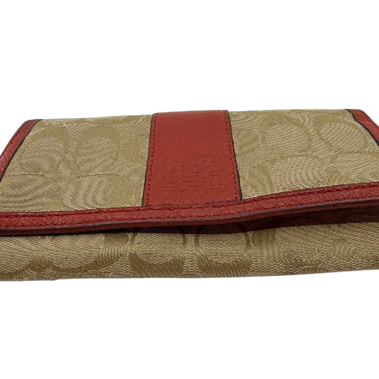 Coach Signature C Flap Orange Canvas Wallet