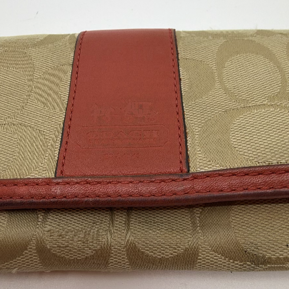 Coach Signature C Flap Orange Canvas Wallet