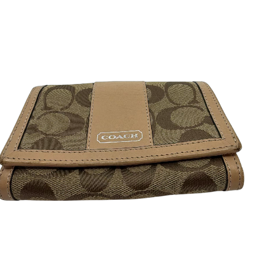 Coach Signature C Trifold Beige Canvas Wallet