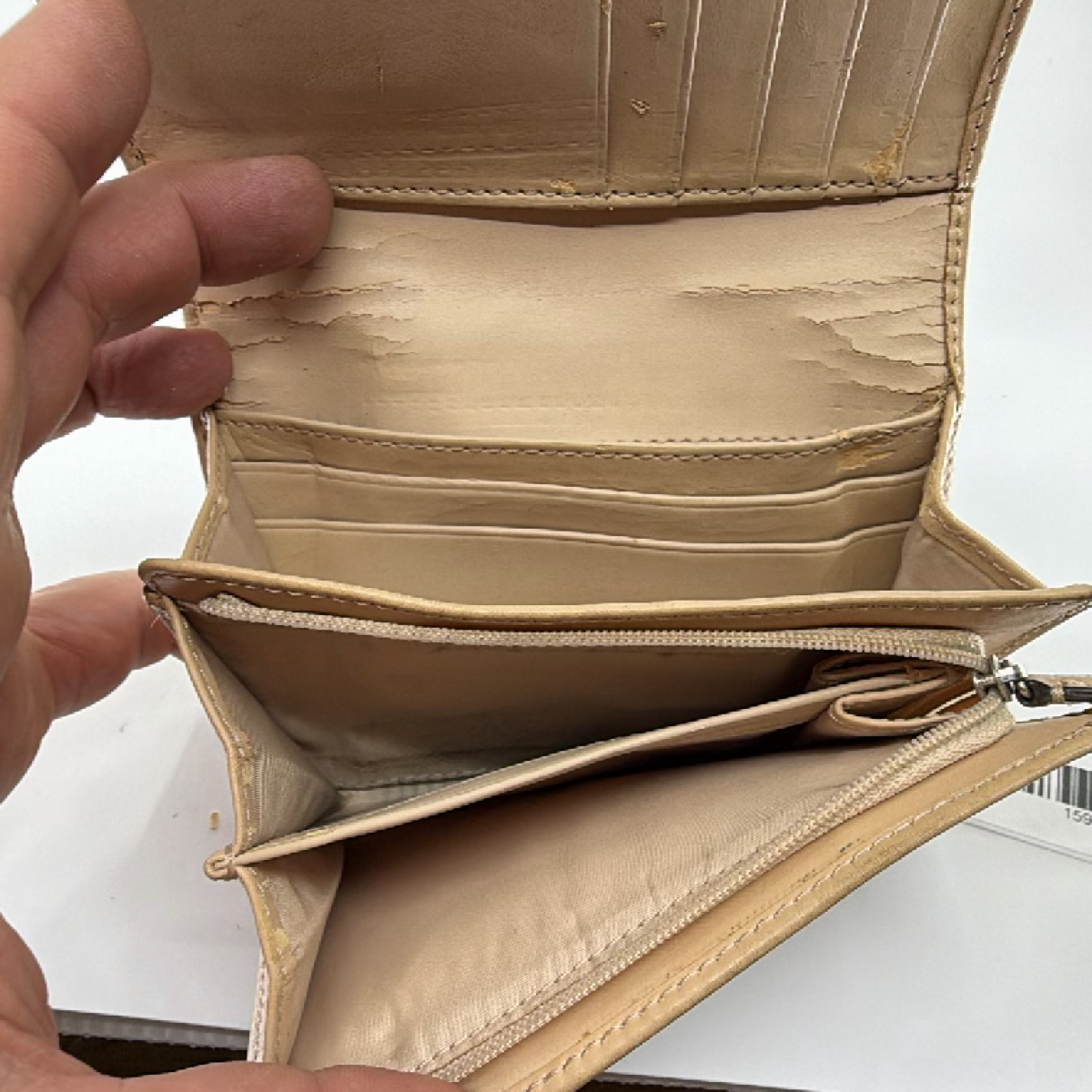 Coach Signature C Trifold Beige Canvas Wallet