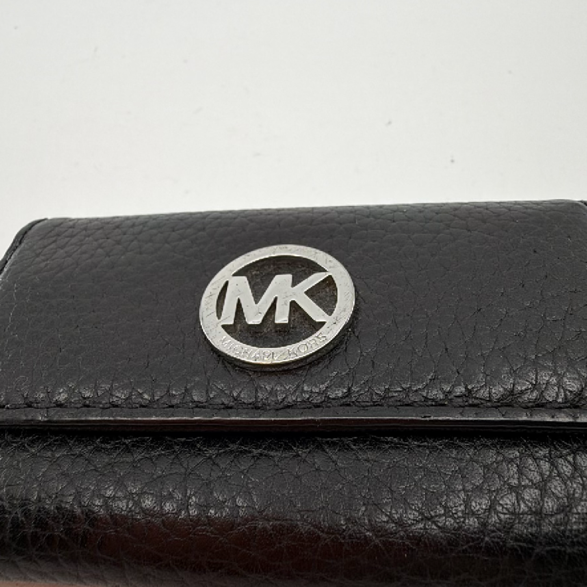 Michael Kors Black Pebbled Leather Key Case