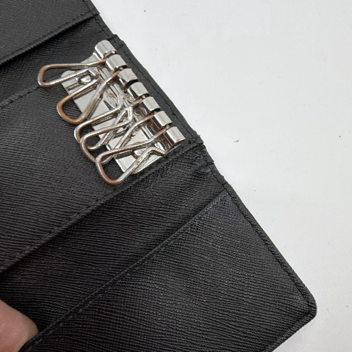 Michael Kors Black Pebbled Leather Key Case