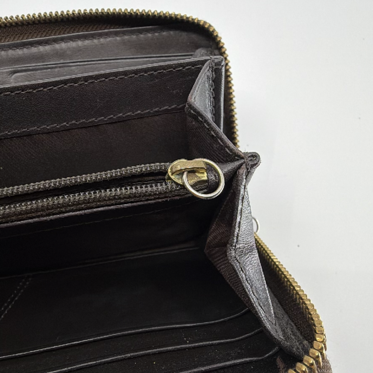 Coach Brown Croc Embossed Leather Zip Wallet