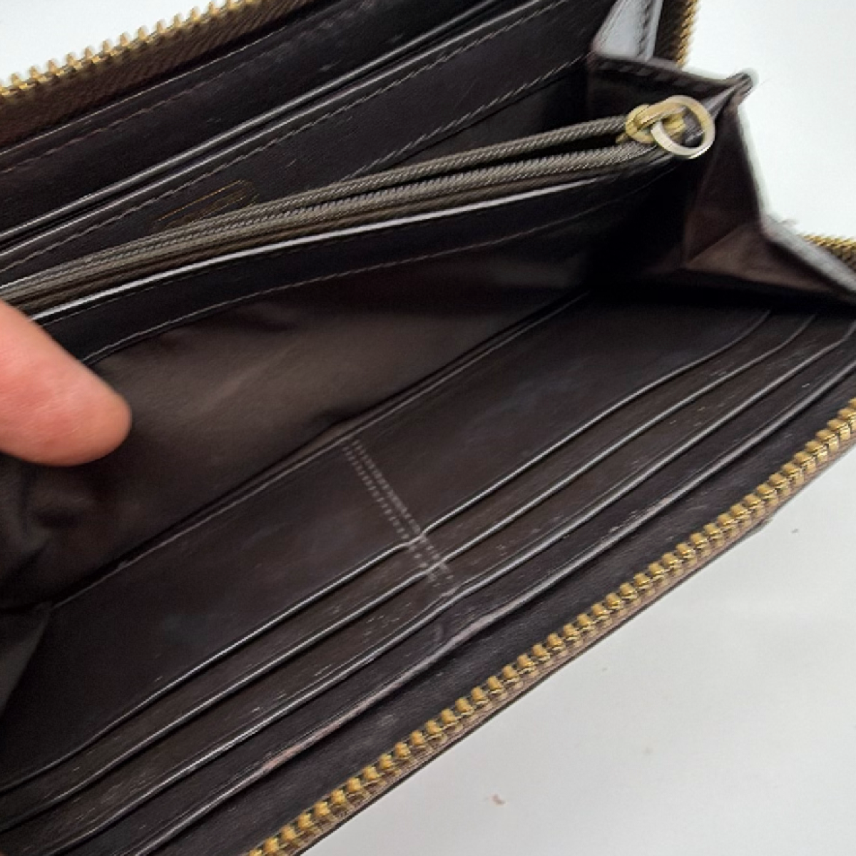 Coach Brown Croc Embossed Leather Zip Wallet