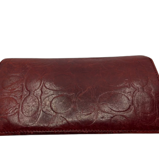 Coach Signature C Embossed Red Leather Wallet
