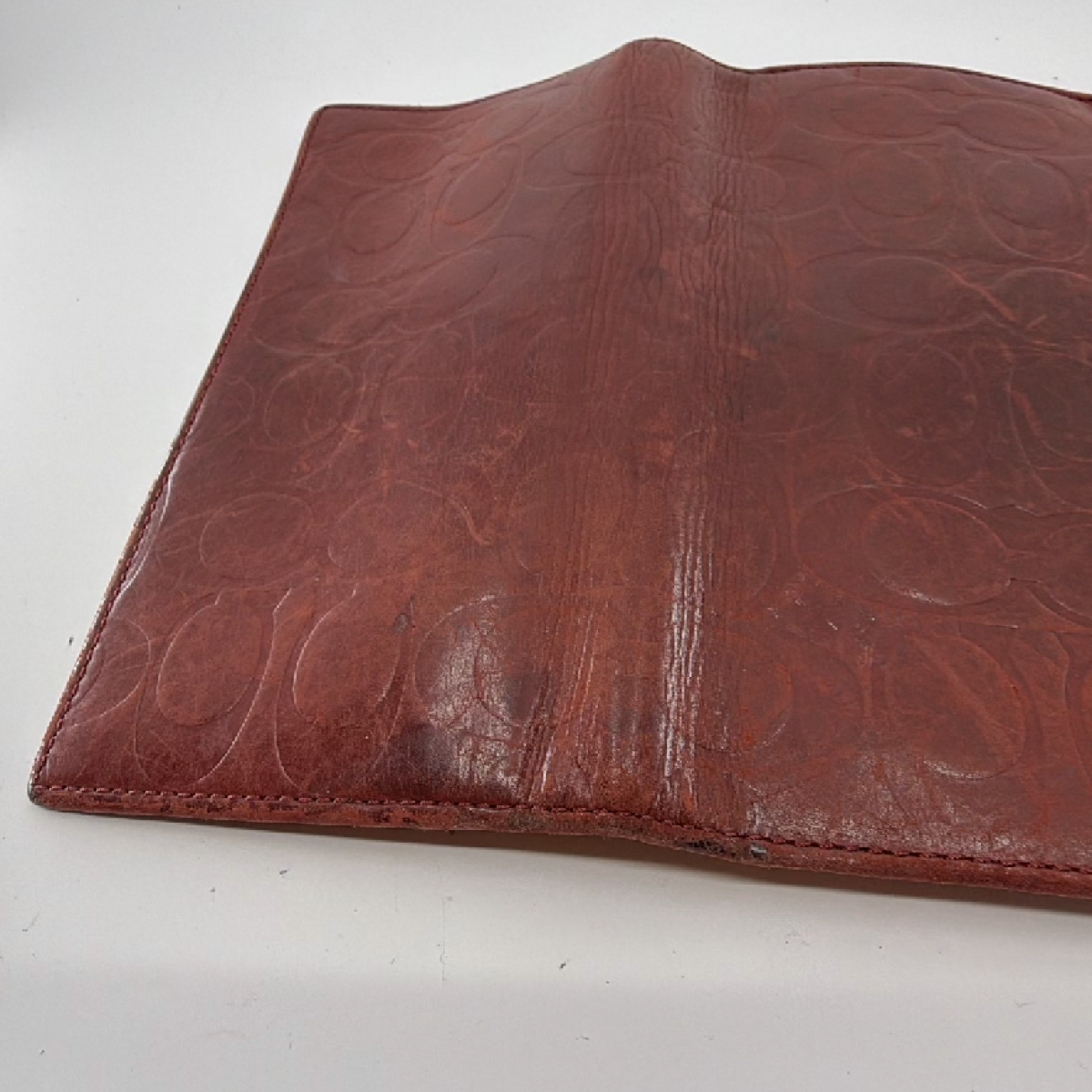 Coach Signature C Embossed Red Leather Wallet