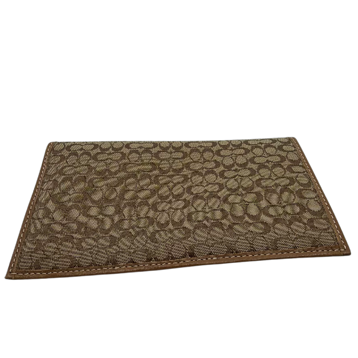 Coach Signature C Brown Canvas Leather Checkbook Cover