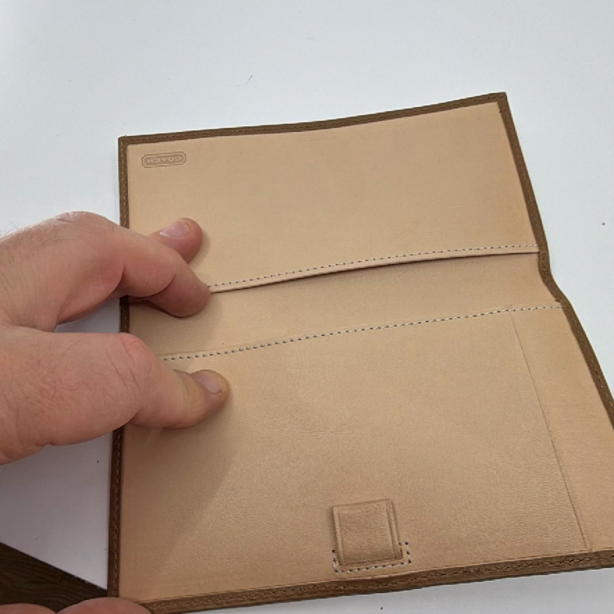 Coach Signature C Brown Canvas Leather Checkbook Cover