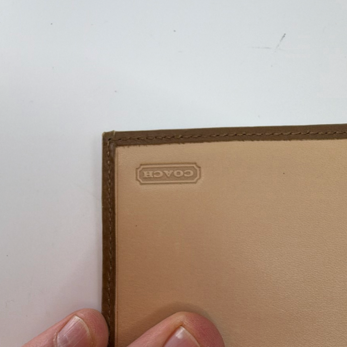 Coach Signature C Brown Canvas Leather Checkbook Cover