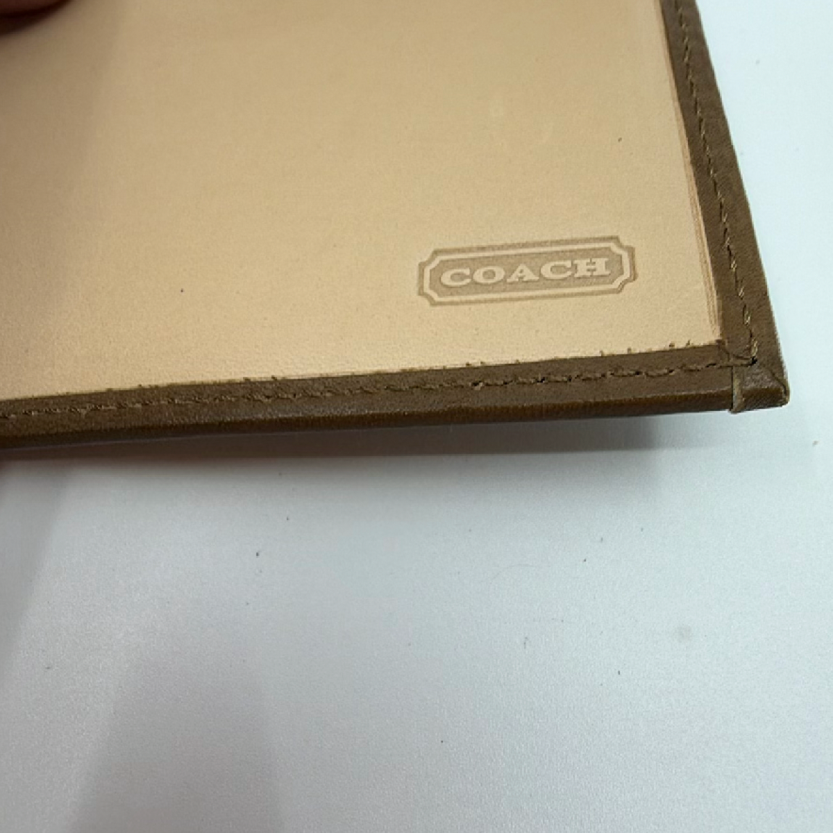 Coach Signature C Brown Canvas Leather Checkbook Cover