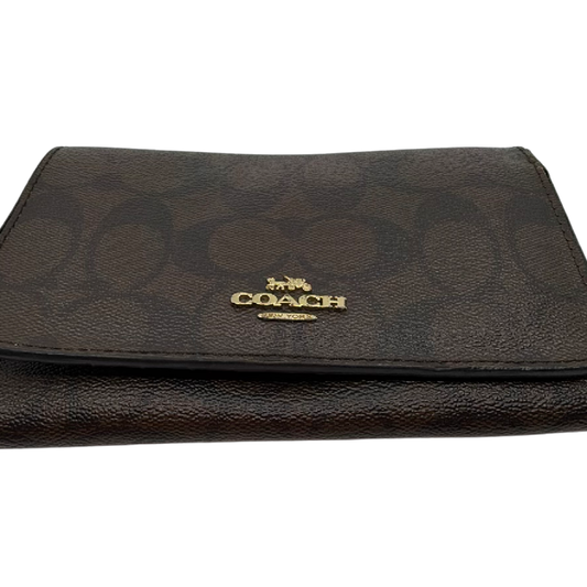 Coach Bifold Brown Signature Coated Canvas Wallet