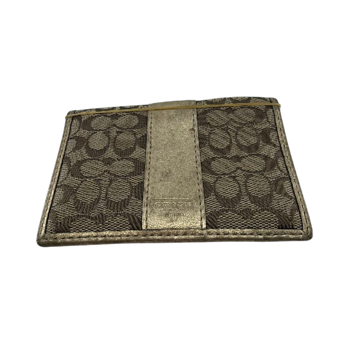 Coach Gold Signature C Canvas Card Case