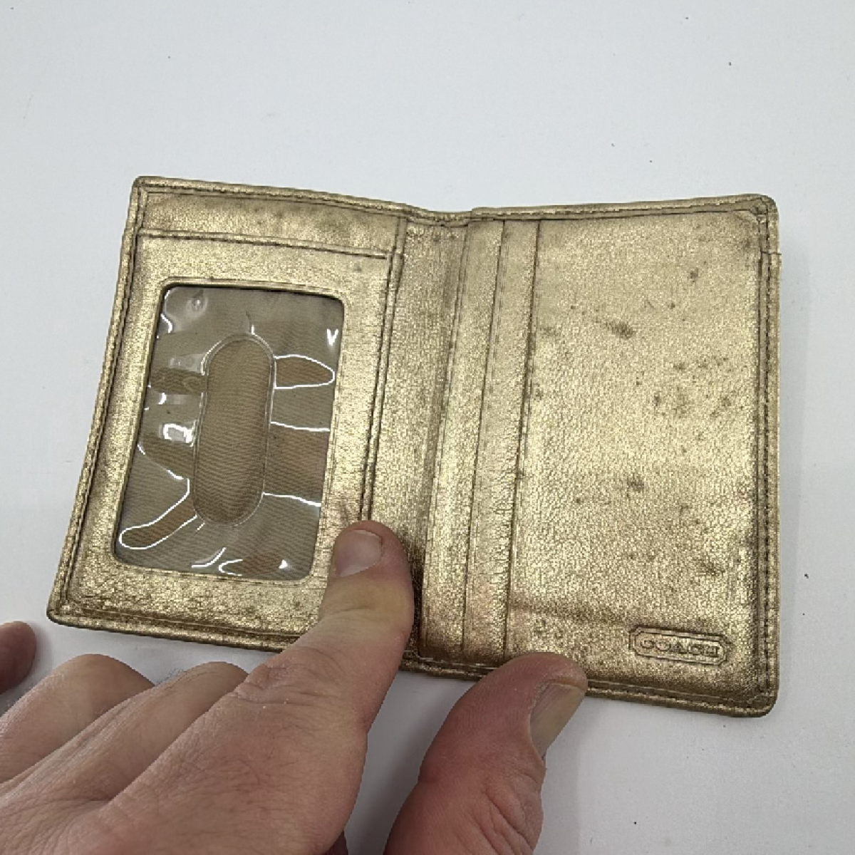Coach Gold Signature C Canvas Card Case