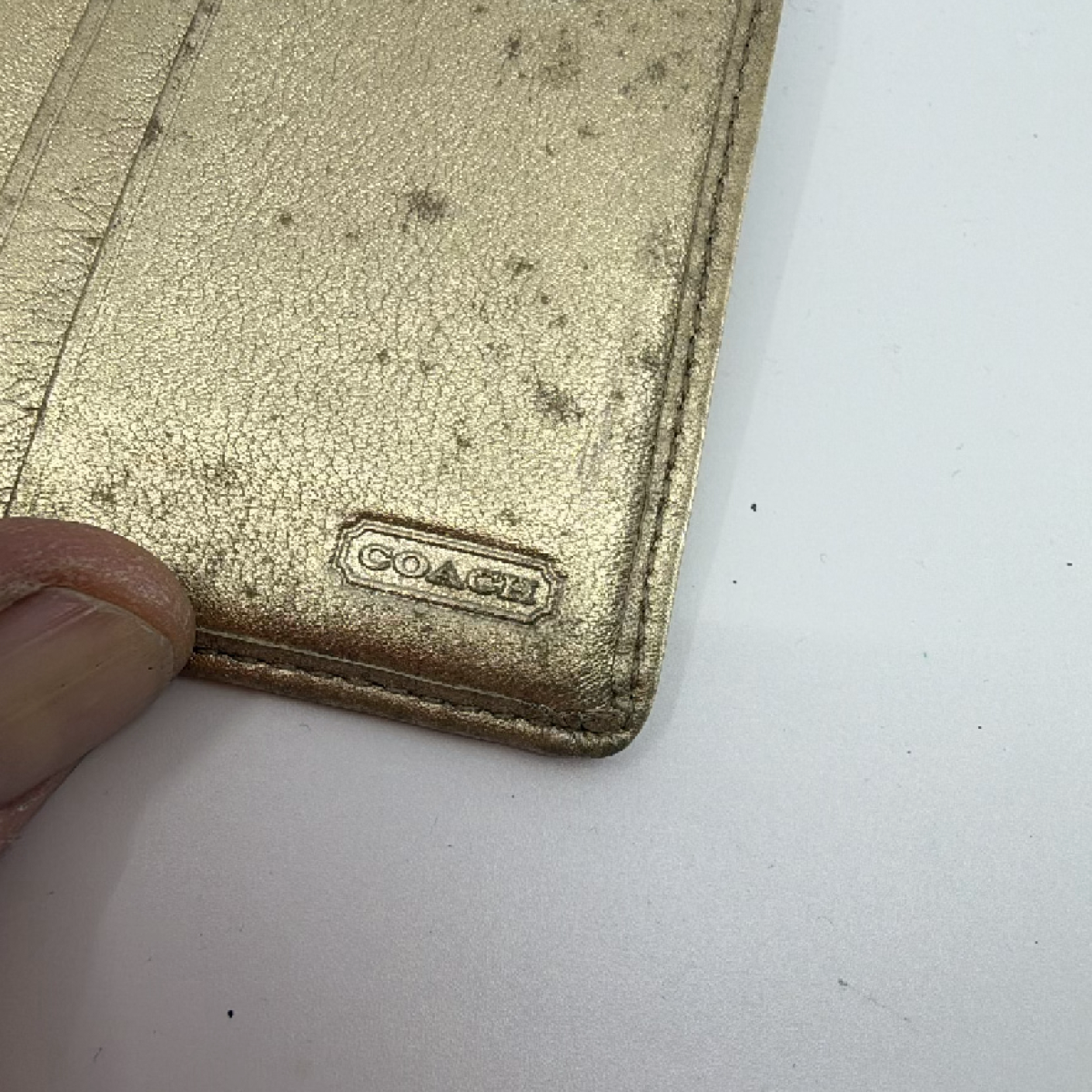 Coach Gold Signature C Canvas Card Case