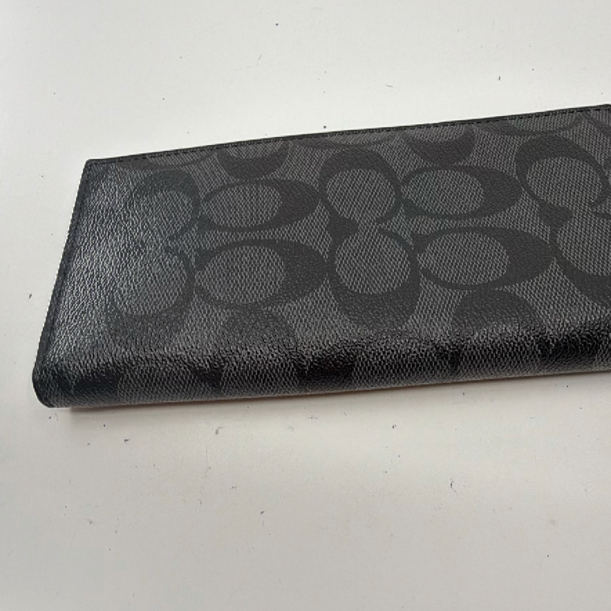 Coach Billfold Black Signature Coated Canvas Wallet