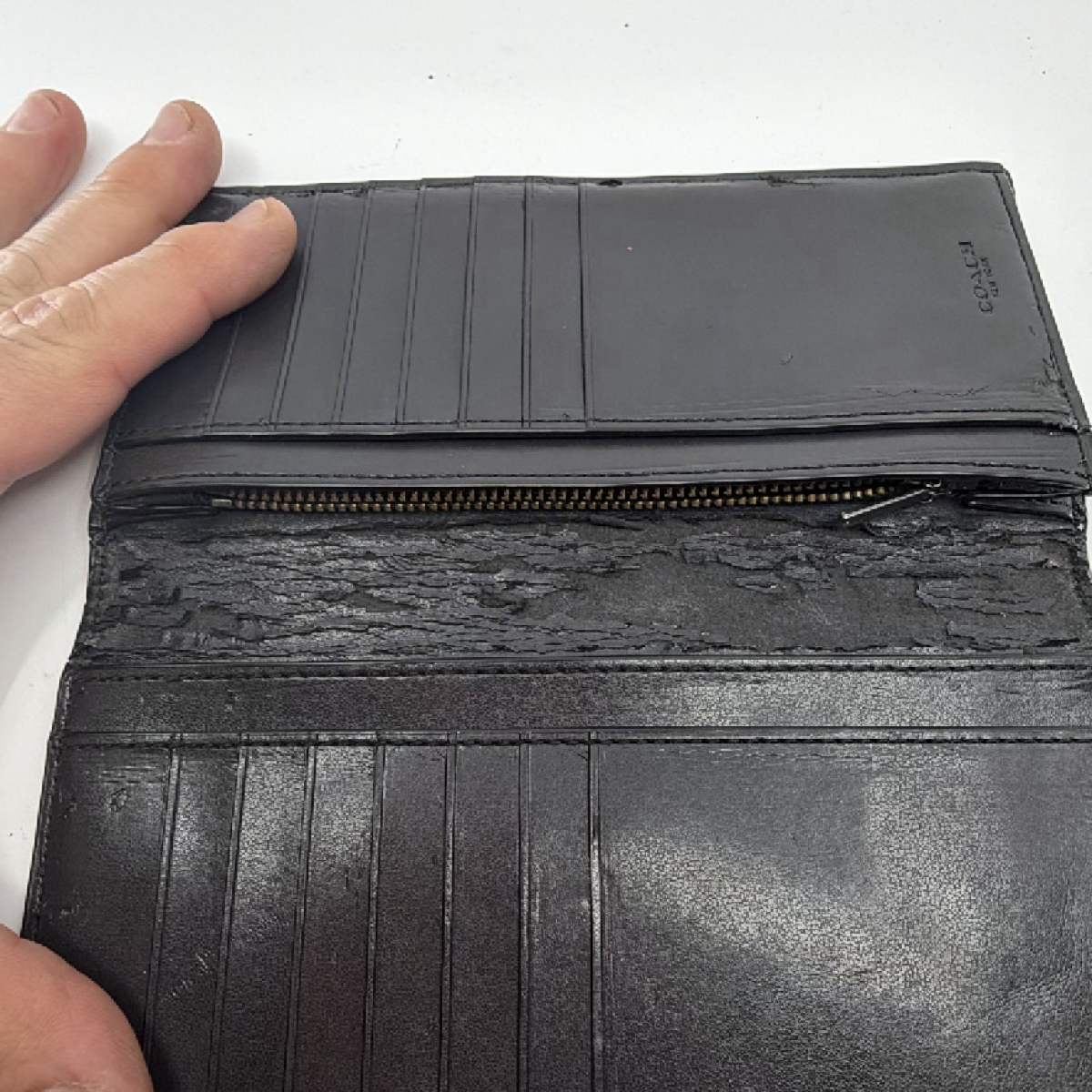 Coach Billfold Black Signature Coated Canvas Wallet