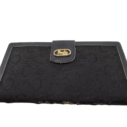 Celine Sulky Continental Flap Black Macadam Canvas Wallet