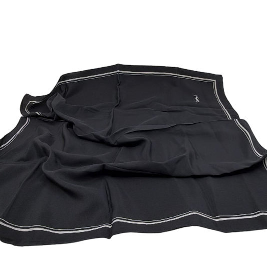 Saint Laurent Classic Border Black Silk Scarf
