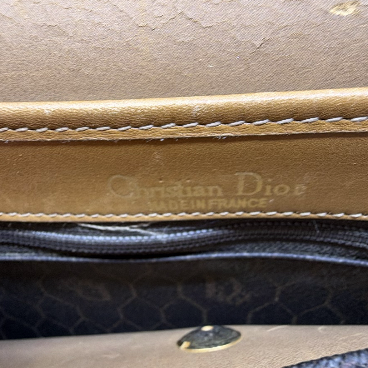 Christian Dior Honeycomb Flap Brown Coated Canvas Shoulder Bag