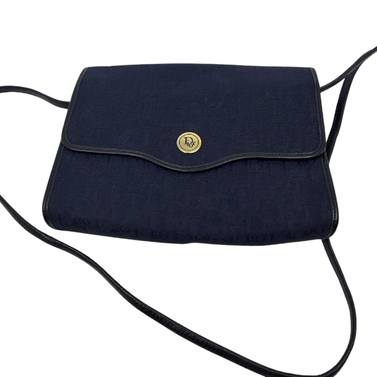 Christian Dior Oblique Flap Blue Jacquard Canvas Shoulder Bag