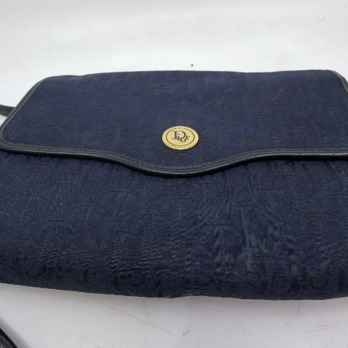 Christian Dior Oblique Flap Blue Jacquard Canvas Shoulder Bag