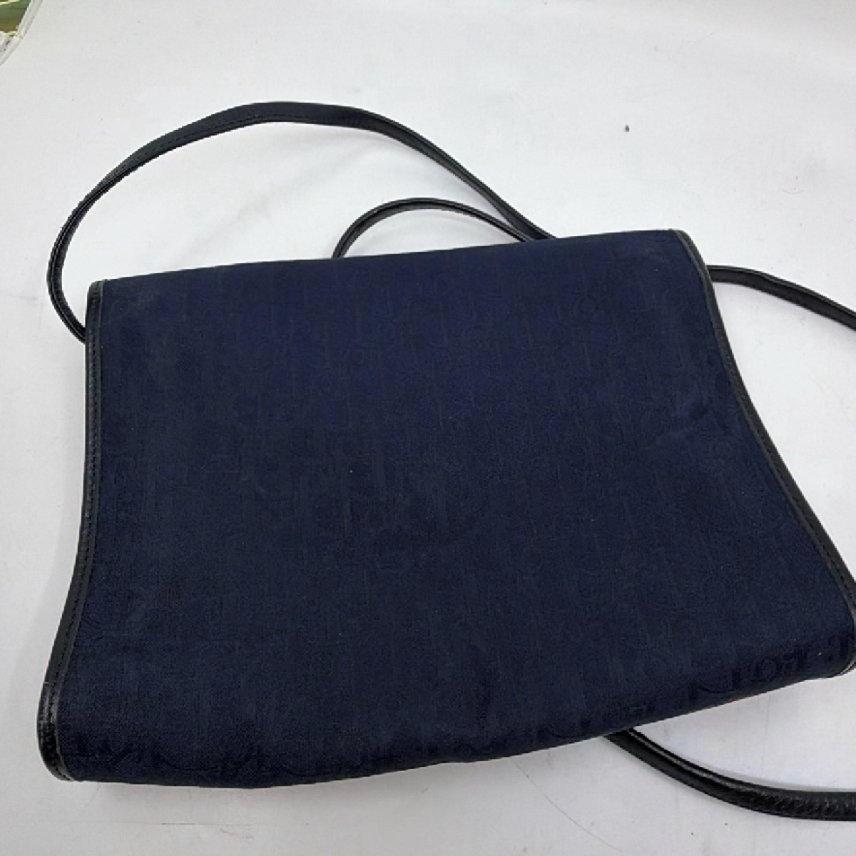 Christian Dior Oblique Flap Blue Jacquard Canvas Shoulder Bag