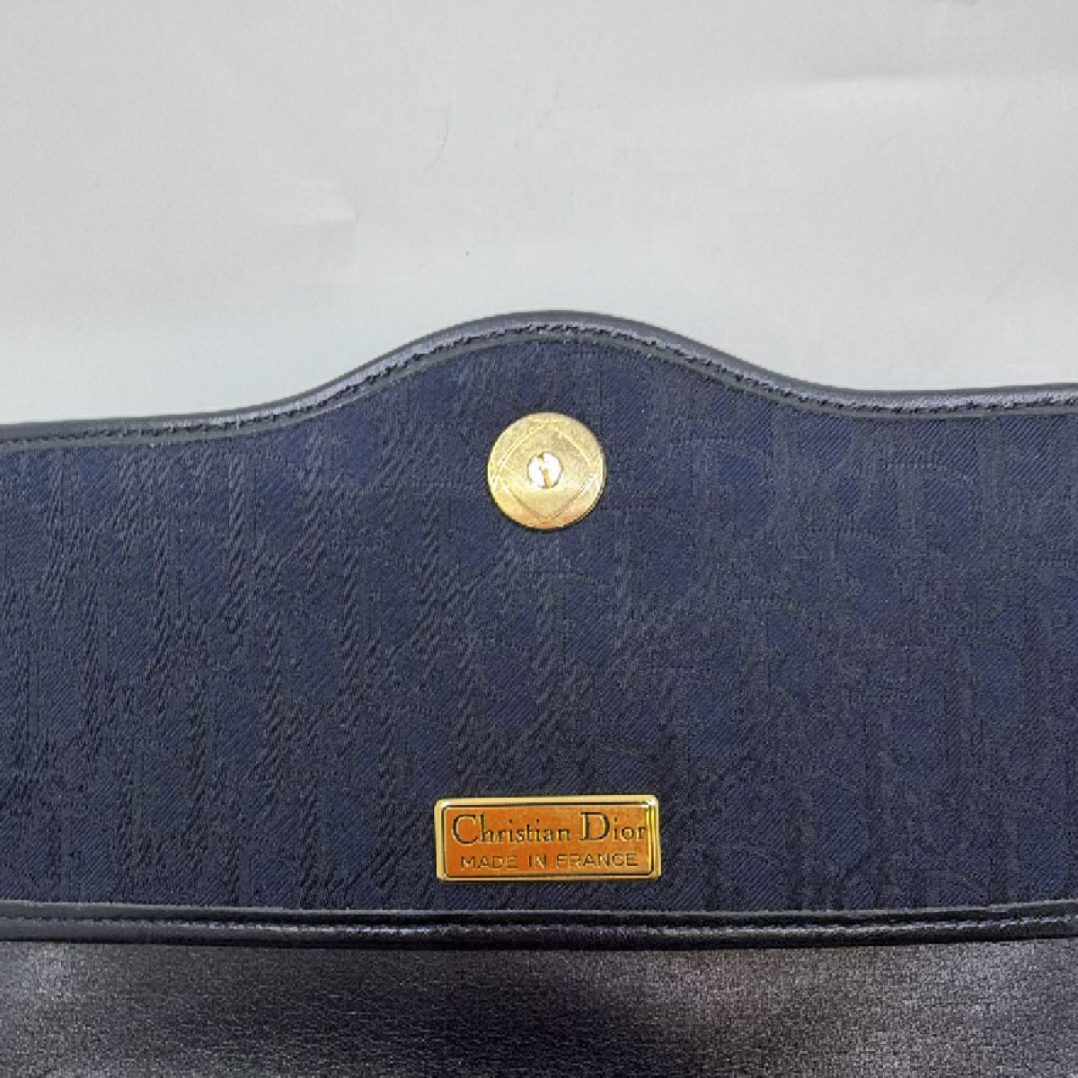 Christian Dior Oblique Flap Blue Jacquard Canvas Shoulder Bag