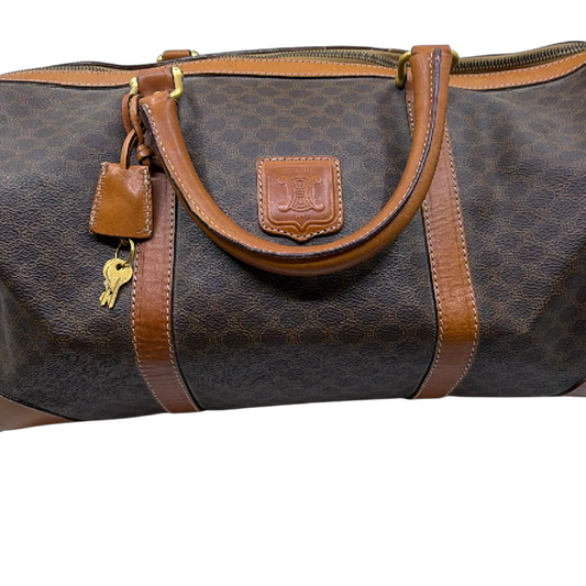 Celine Boston Bag Brown Macadam Canvas Duffle
