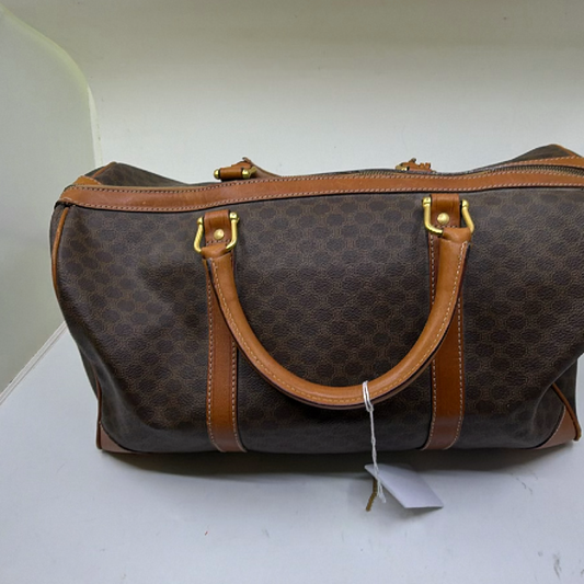 Celine Boston Bag Brown Macadam Canvas Duffle