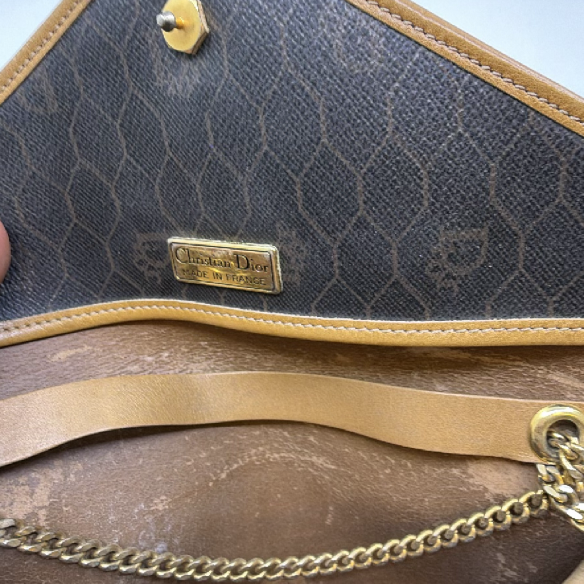Dior Honeycomb Blue Canvas Shoulder Bag