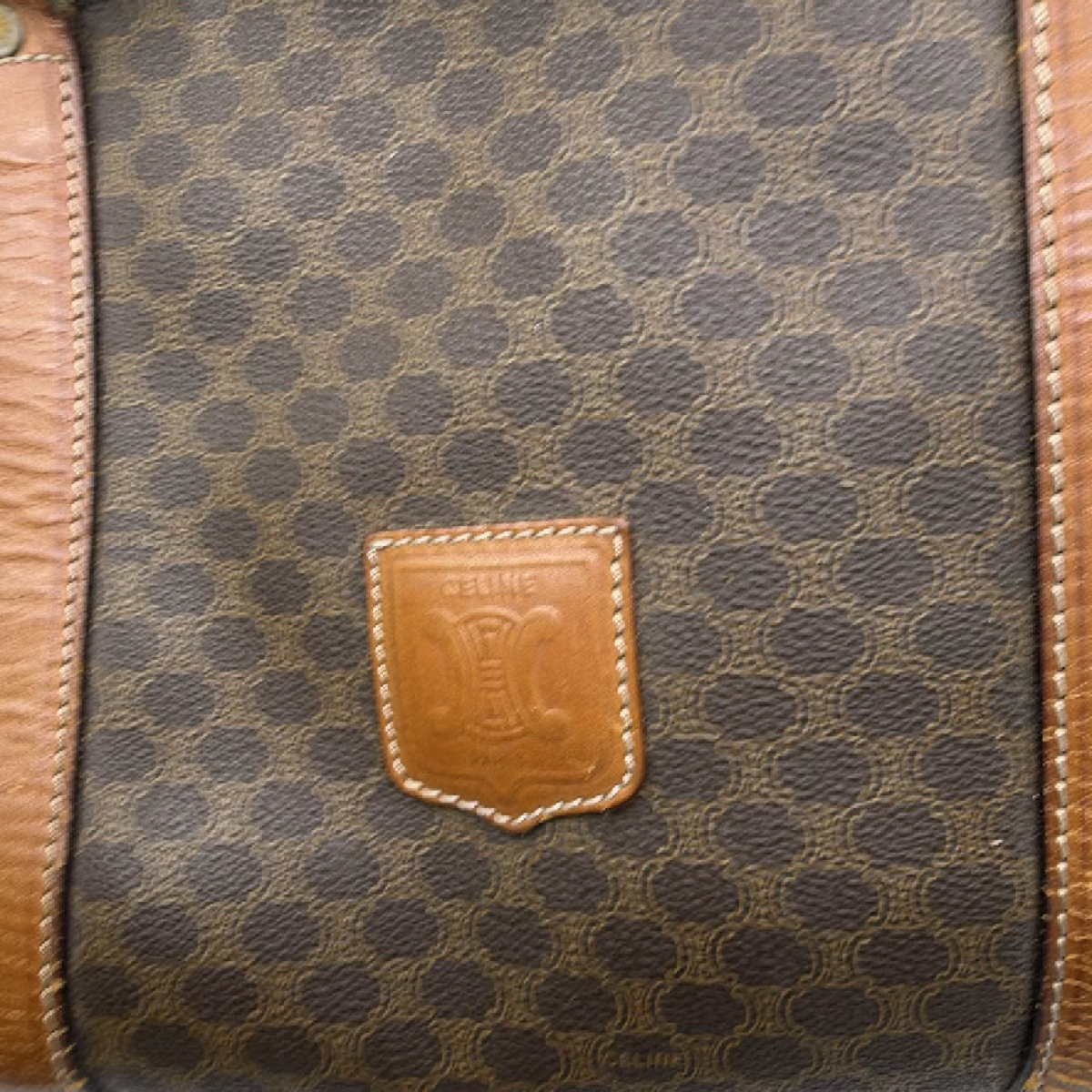 Celine Boston Bag Brown Macadam Coated Canvas Travel Bag