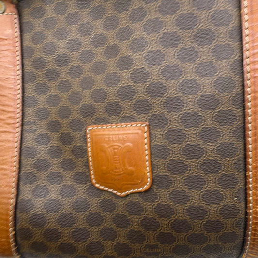 Celine Boston Bag Brown Macadam Coated Canvas Travel Bag