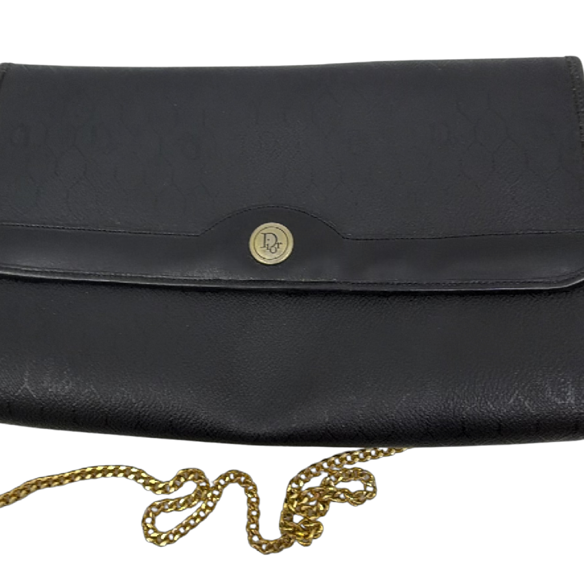 Dior Vintage Flap Chain Black Diorissimo Coated Canvas Shoulder Bag