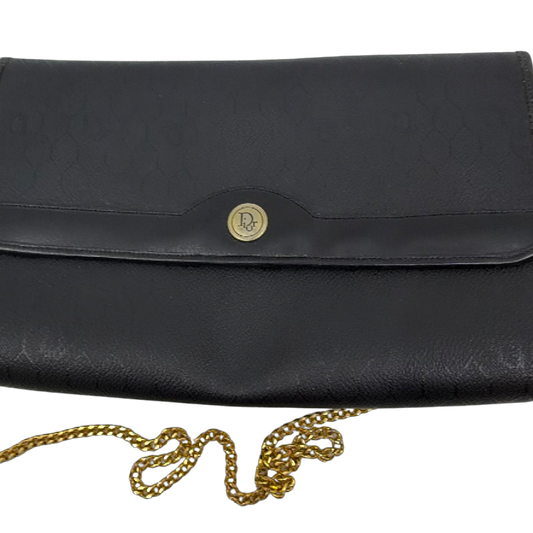 Dior Vintage Flap Chain Black Diorissimo Coated Canvas Shoulder Bag