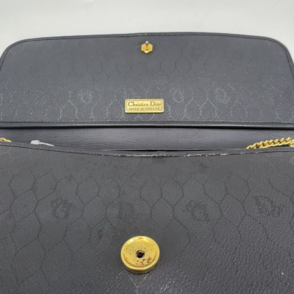 Dior Vintage Flap Chain Black Diorissimo Coated Canvas Shoulder Bag