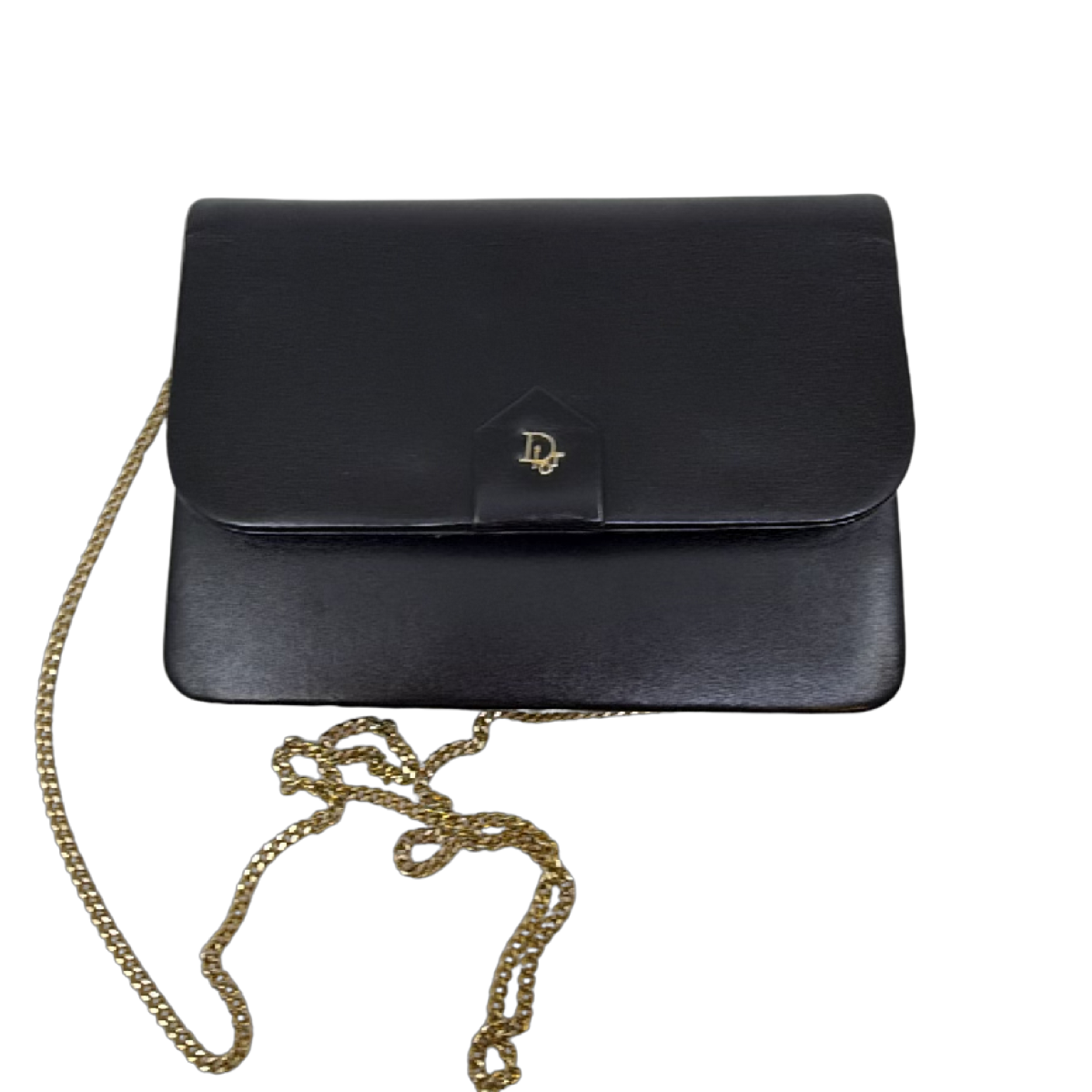 Dior Vintage CD Logo Flap Black Leather Shoulder Bag