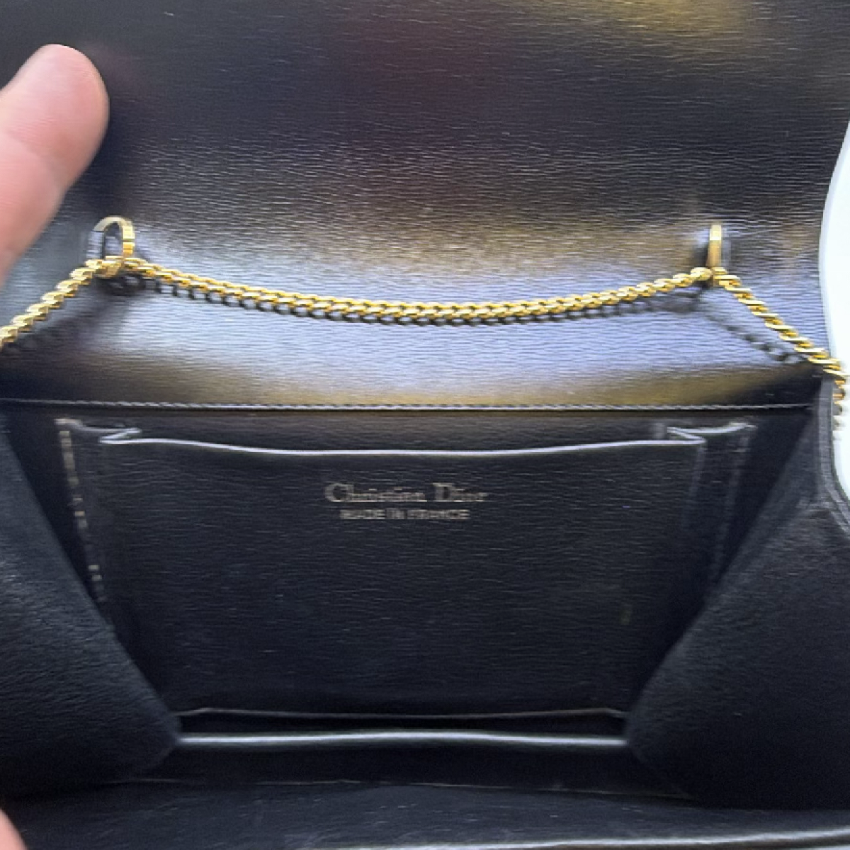 Dior Vintage CD Logo Flap Black Leather Shoulder Bag