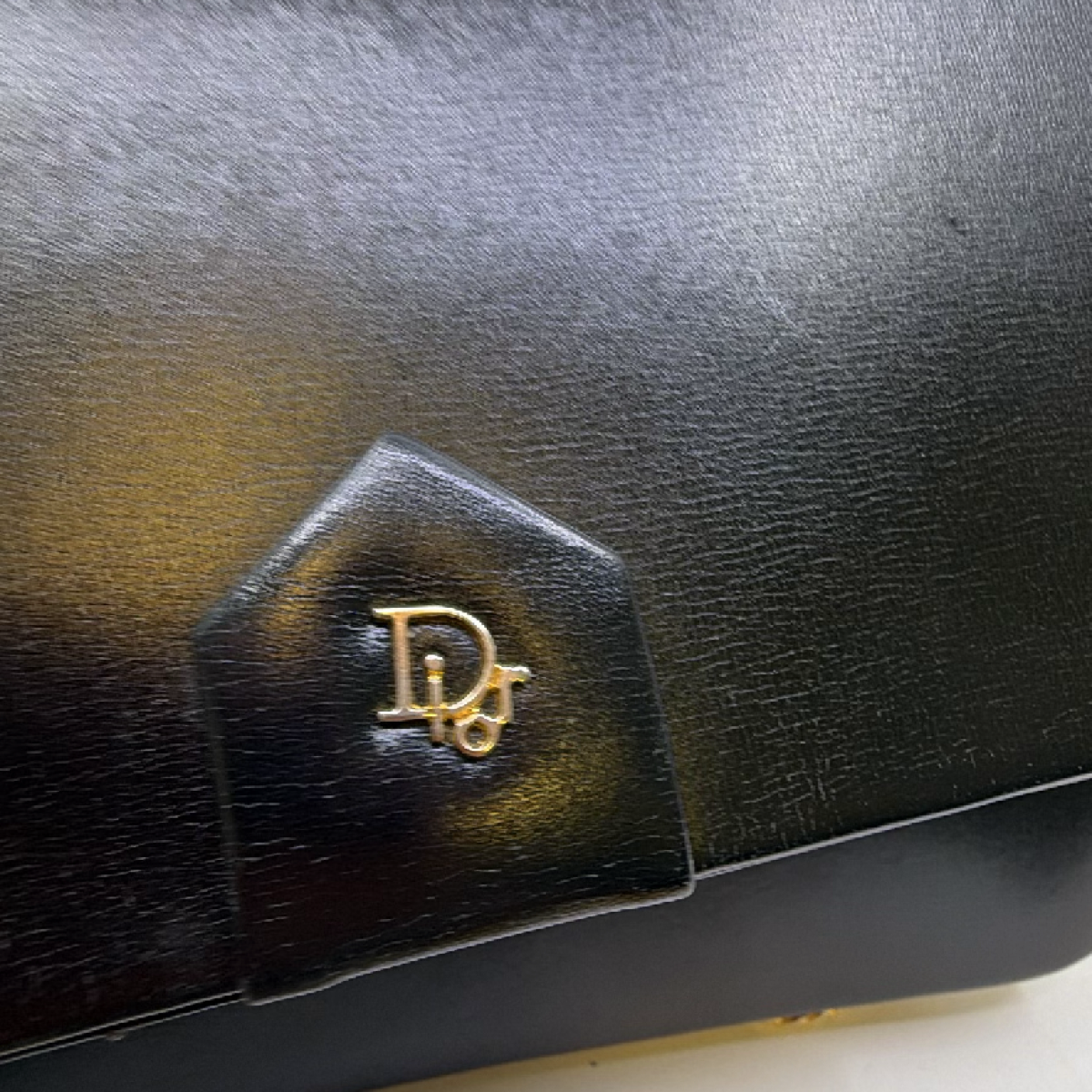 Dior Vintage CD Logo Flap Black Leather Shoulder Bag