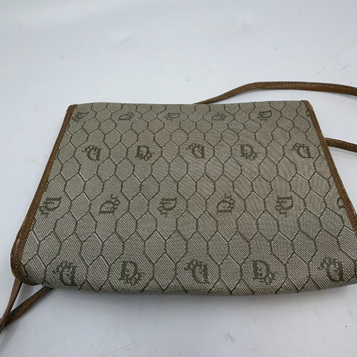 Dior Vintage Honeycomb Beige Canvas Crossbody Bag