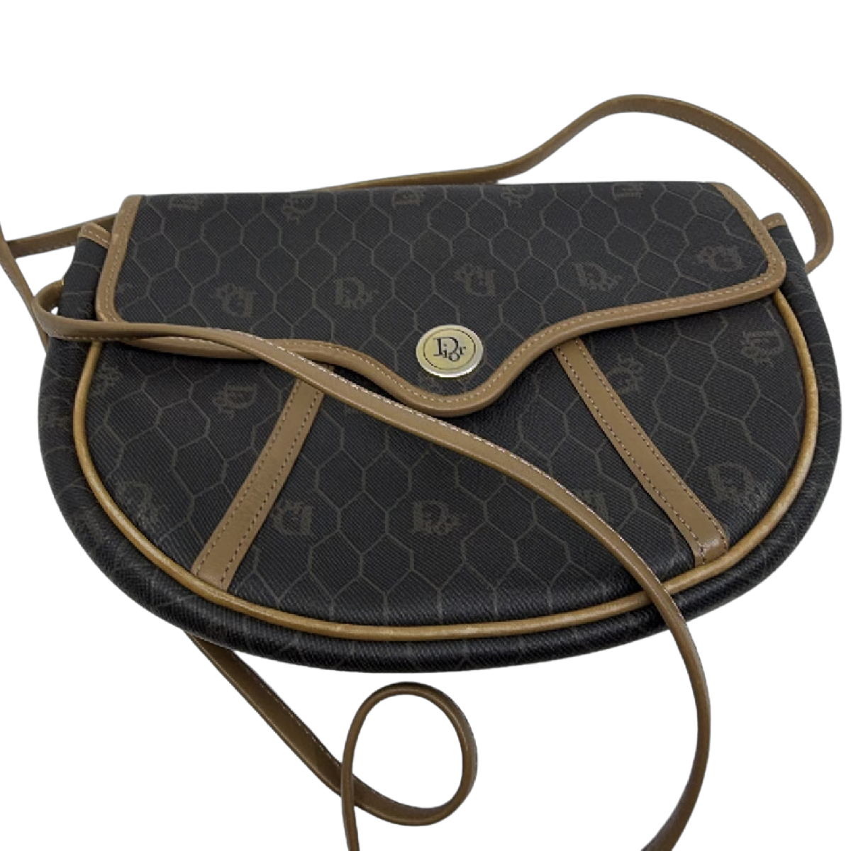 Christian Dior Vintage Honeycomb Saddle Flap Crossbody