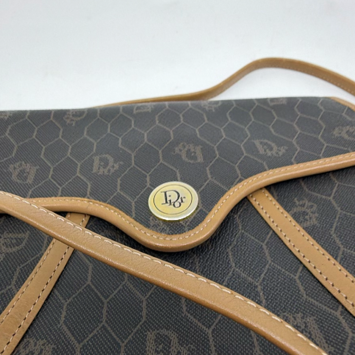 Christian Dior Vintage Honeycomb Saddle Flap Crossbody