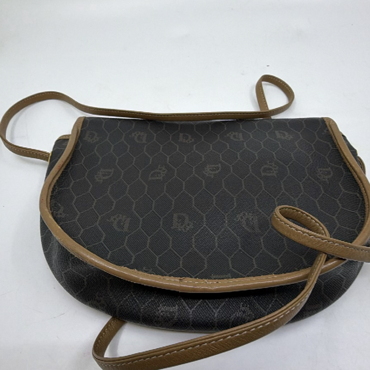 Christian Dior Vintage Honeycomb Saddle Flap Crossbody