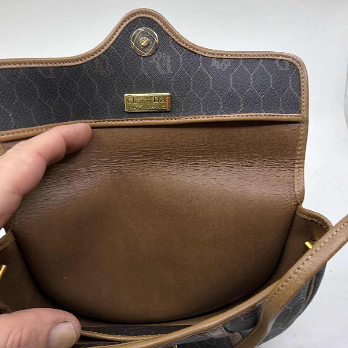 Christian Dior Vintage Honeycomb Saddle Flap Crossbody
