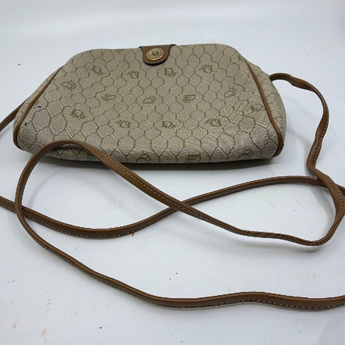 Dior Honeycomb Crossbody Beige Coated Canvas Crossbody Bag
